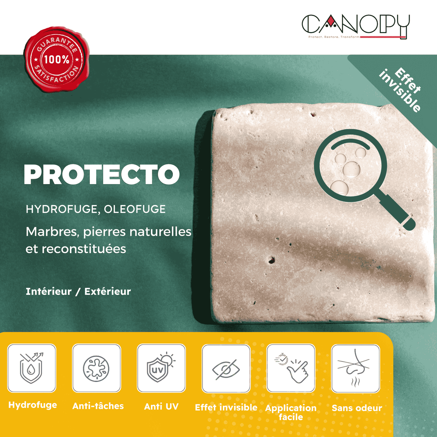 PROTECTO – Hydrofuge et Oléofuge pour Marbres, Pierres Naturelles & Reconstituées