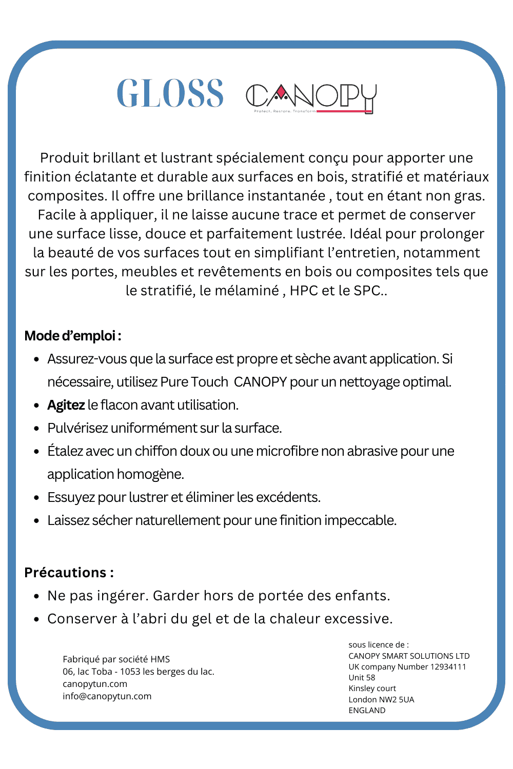 GLOSS Brillance - Bois & Surfaces Composites