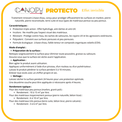 PROTECTO – Hydrofuge et Oléofuge pour Marbres, Pierres Naturelles & Reconstituées