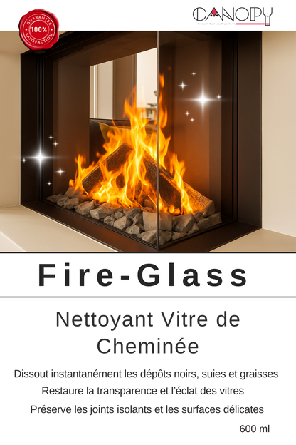 nettoyant vitre de cheminée CANOPY Fire Glass pour suie, résidus et inserts noirs