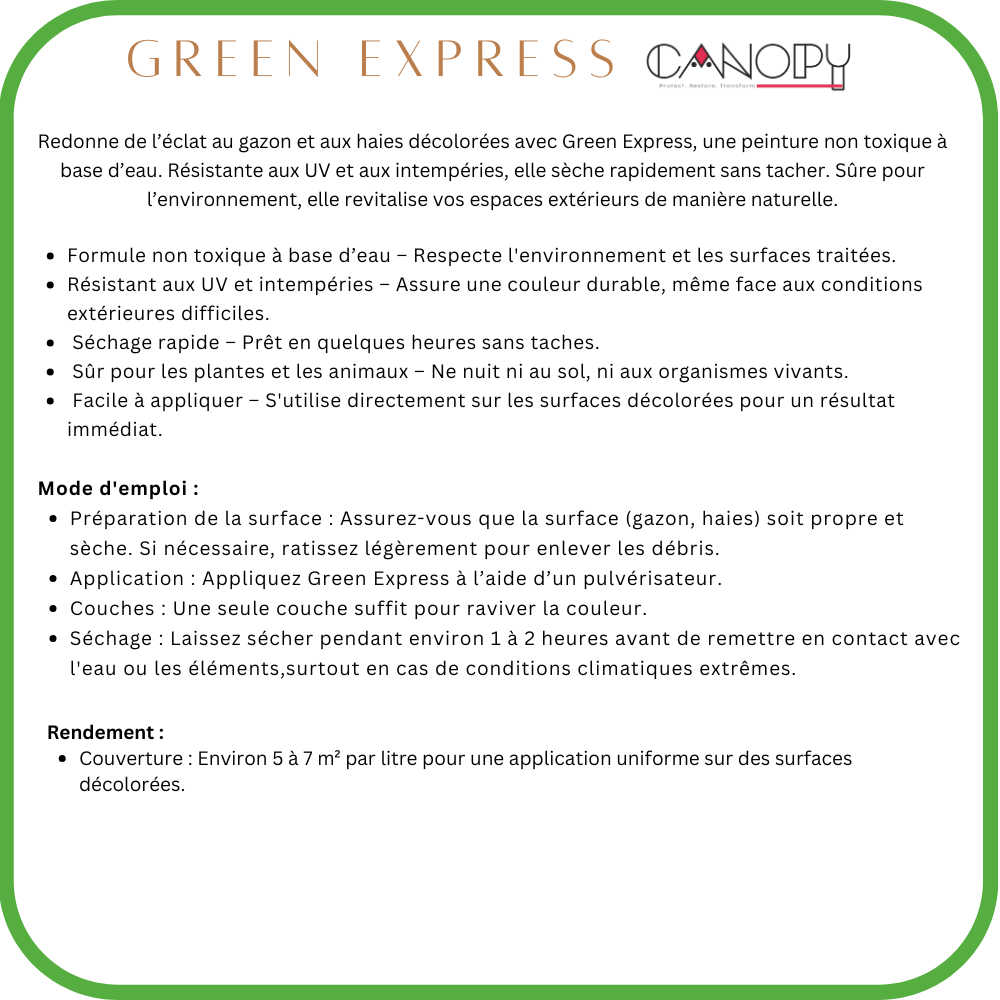 GREEN EXPRESS – Peinture verte non toxique pour gazon et haies